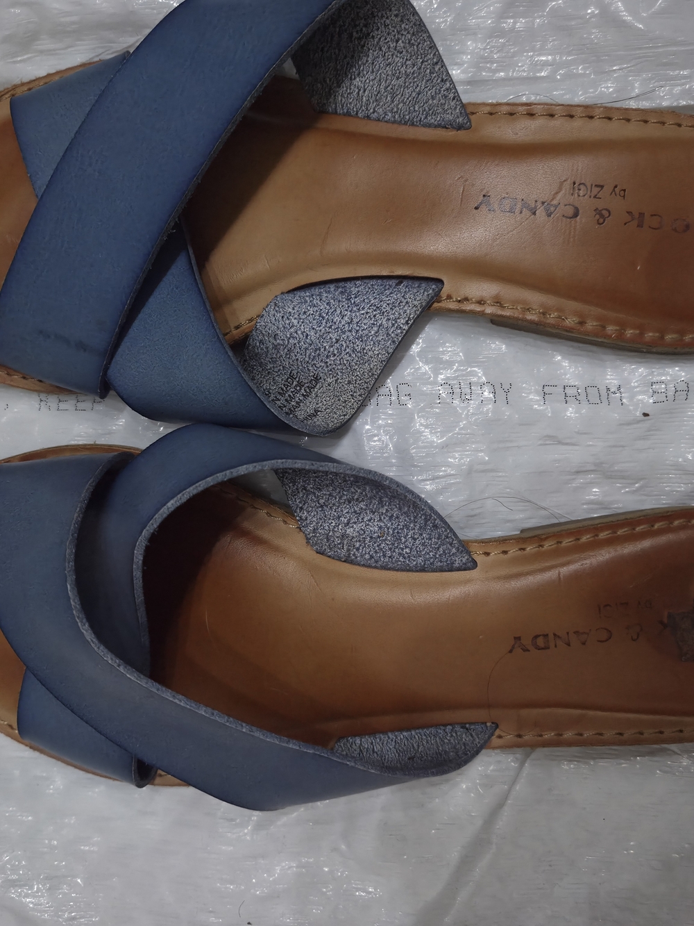 Rock & Candy Navy Blue Crisscross Slide Sandals